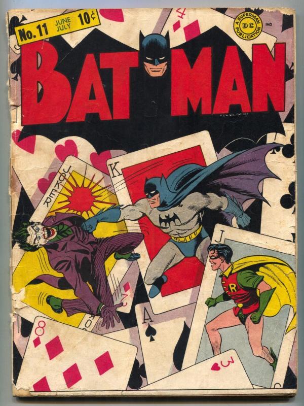 Batman #11 1942-DC Comics classic JOKER cover- Golden Age G-