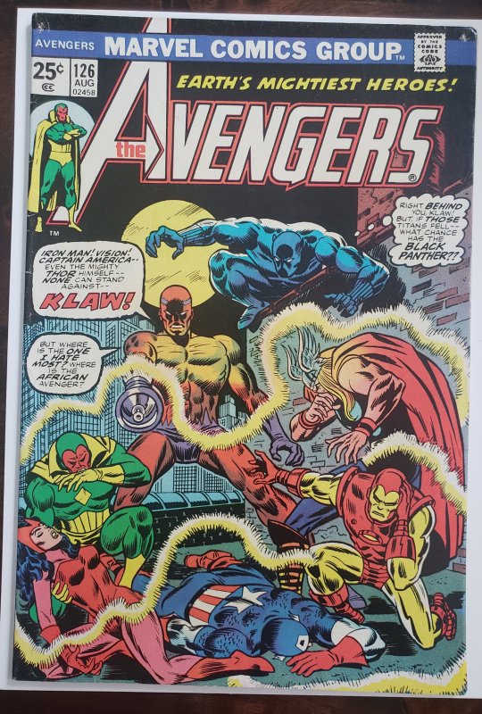 Avengers 126 (two pin holes at top of comic through length of comic)