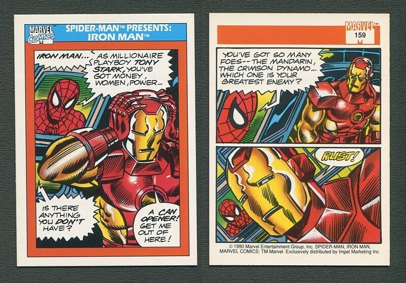 1990 Marvel Comics Card  #159 (Spiderman Presents: Iron Man) NM