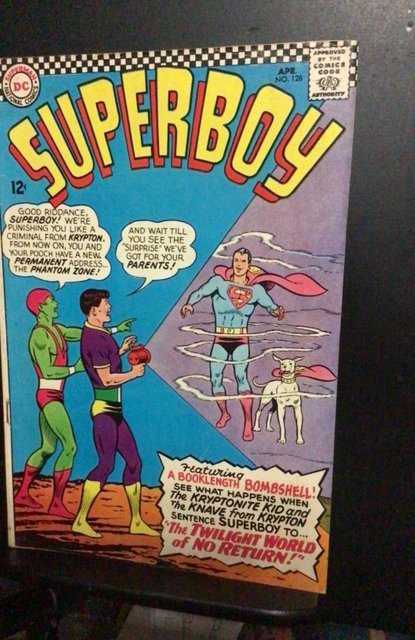 Superboy #128 (1966) Kryptonite kid and Dev Em cover wow! FN/VF C’vill CERT!
