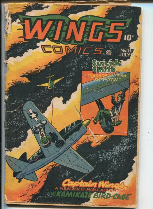 Wings #71 1953-Fiction House-Oriental villain-babe whipped-Capt Wings-P/FR