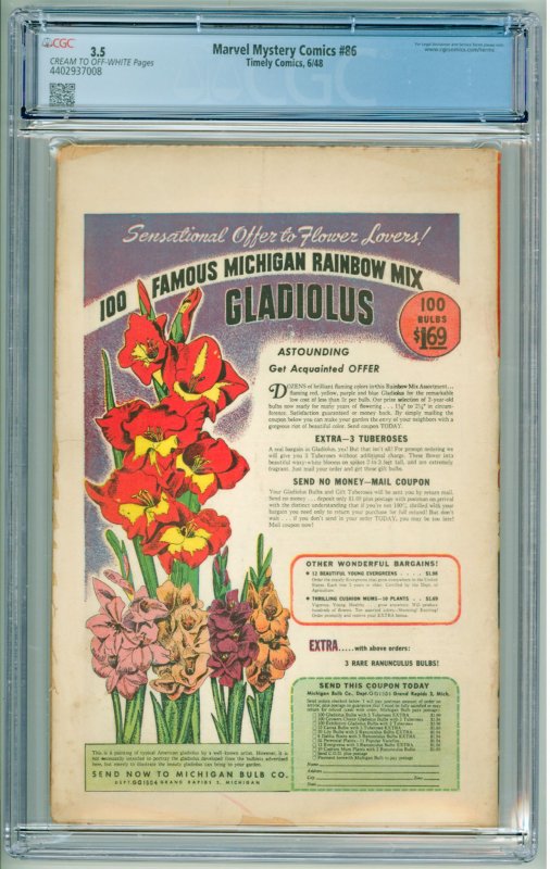 Marvel Mystery Comics #86 (1948) CGC 3.5