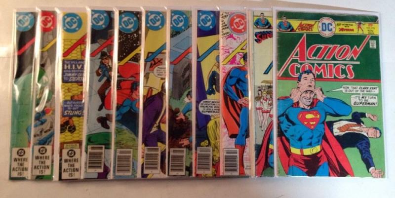 Action Comics 453 454 500 502 507 508 509 510 533 535 539 3.0-9.0 Lot Set Run 