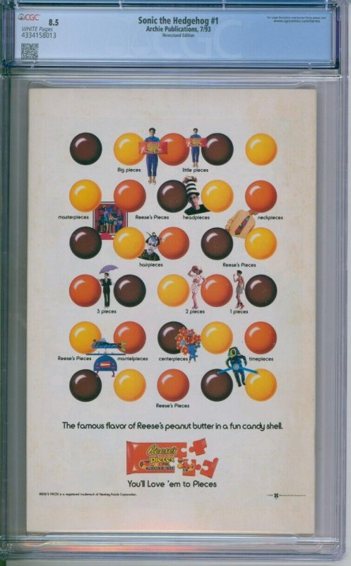 Archie Comics Sonic The Hedgehog #1 CGC 8.5 Newsstand Edition