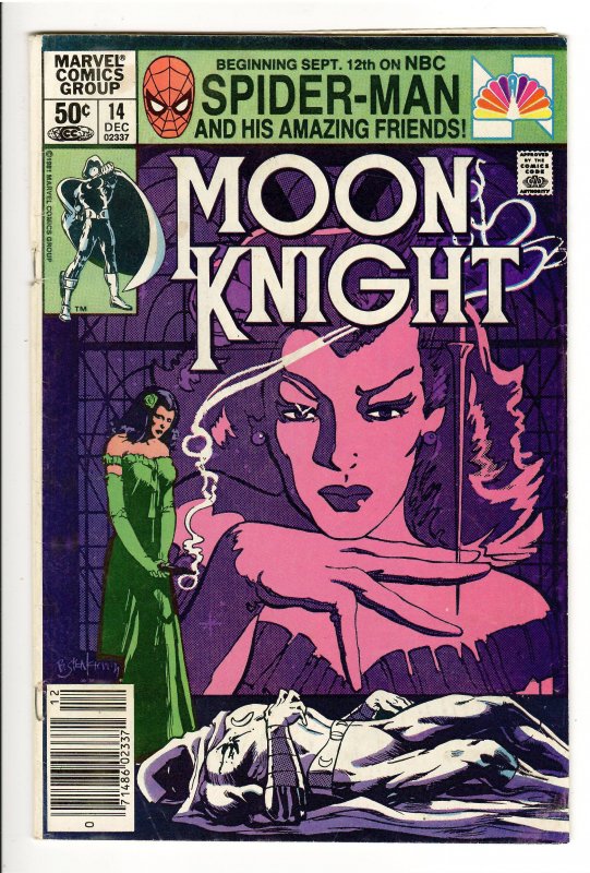 MOON KNIGHT 14 VG+ 4.5 1st APP.STAINED GLASS SCARLET!!NEWSSTAND; DISNEY+MARCH 30