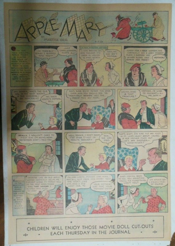 Apple Mary Sunday Page by Martha Orr from 4/7/1935 Size Full Page 15 x 22 inch