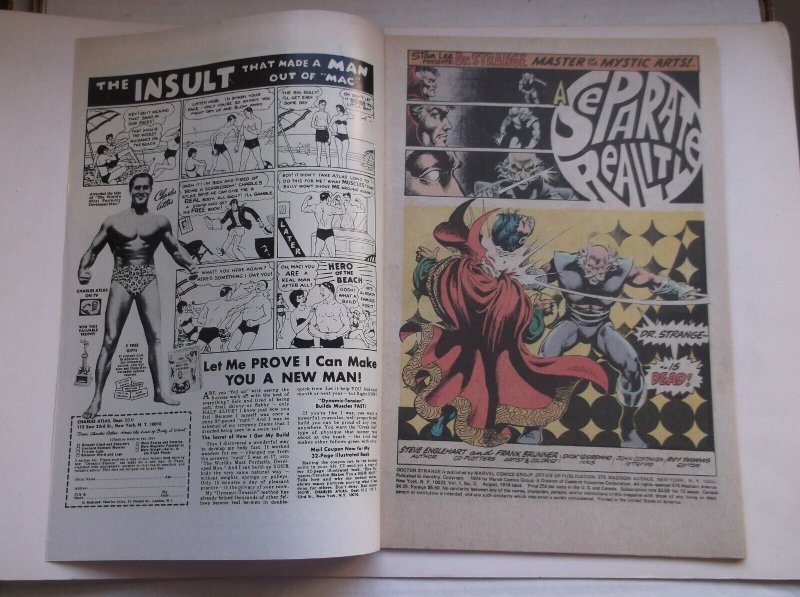 MARVEL: DOCTOR STRANGE #2, FEAT. DEFENDERS, BEAUTIFUL BRUNNER'S ART, 1974, FN/VF 