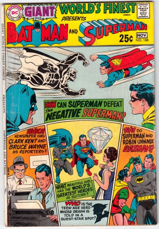 World's Finest #188 (Nov-69) VG/FN+ Mid-Grade Superman, Batman, Robin