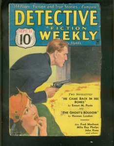 DETECTIVE FICTION WEEKLY PULP- 10/15/34-BLOODY COVER!! FN