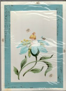 GET WELL SOON Cute Girl in Beautiful Blue Flower 8.5x11 Greeting Card Art #C6515