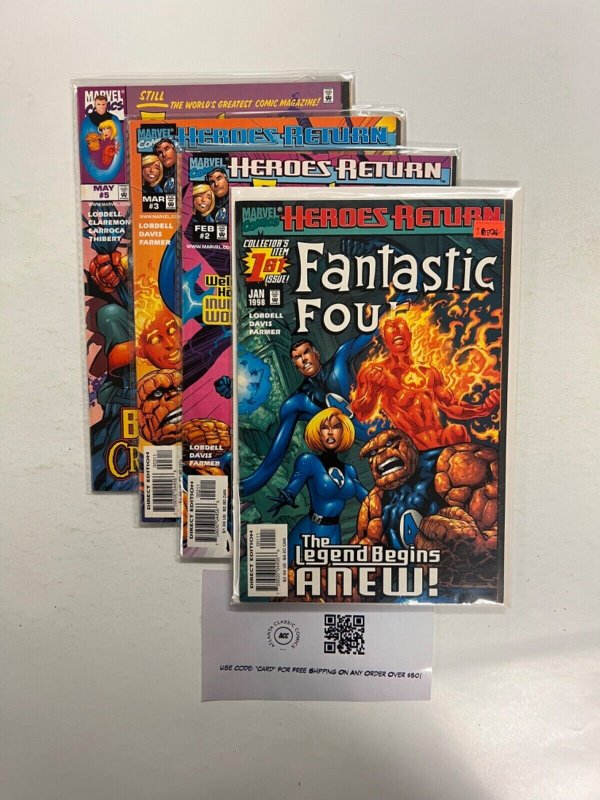 4 Fantastic Four Marvel Comic Books # 1 2 3 5 Defenders Iron Man Hulk 75 JS40