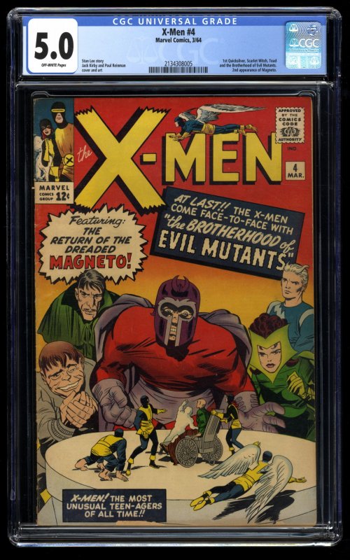 X-Men #4 CGC VG/FN 5.0 Off White 1st Scarlet Witch and Quicksilver!