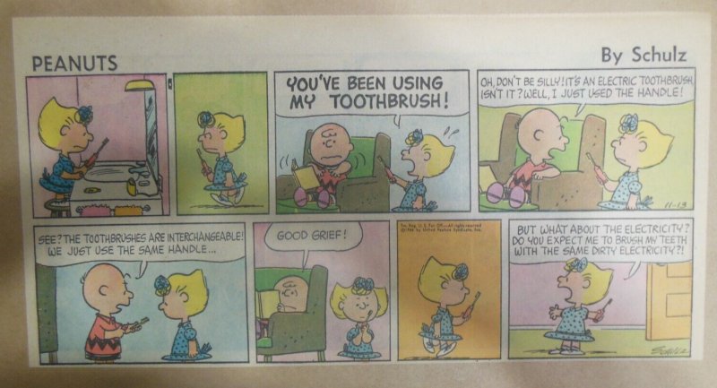 Peanuts Sunday Page by Charles Schulz from 11/13/1966 Size: ~7.5 x 15 inches