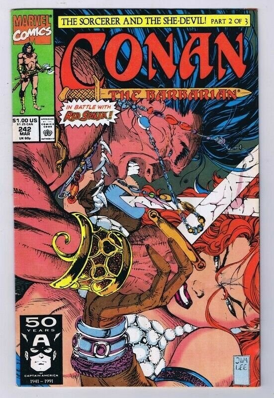 Conan the Barbarian #242 ORIGINAL Vintage 1990 Marvel Comics Jim Lee 