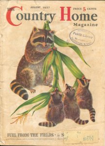 Country Home 8/1937-Crowell-raccoon family cover by Jack Murray-pulp fiction-...