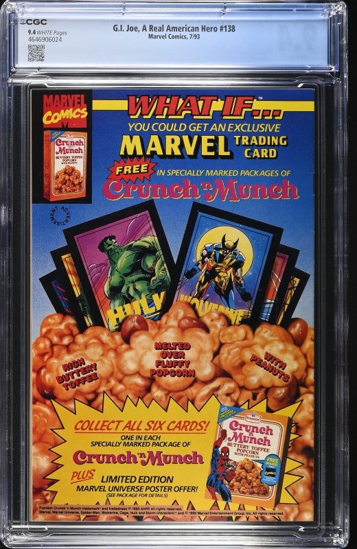 G.I. Joe, A Real American Hero #138 (7/93) Graded CGC 9.4