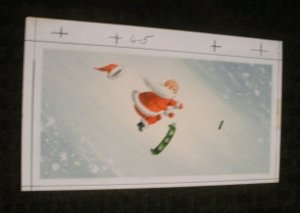 CHRISTMAS Santa Claus in Blizzard Hat Flying 7x4 Greeting Card Art #65