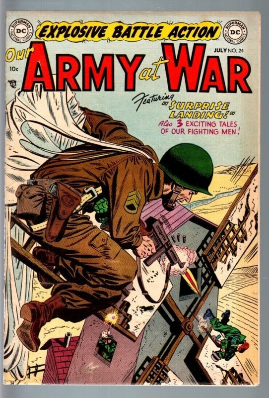 OUR ARMY AT WAR #24 1954-DC WAR-PRE CODE!-PARACHUTE COVER-VF- VF- 
