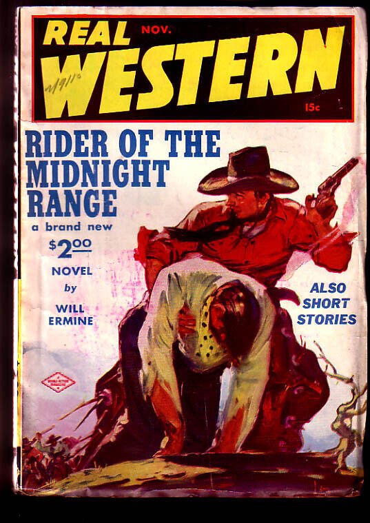 REAL WESTERN 1940 NOV PULP MAG VIOLENT GUNFIGHT ACTION FN