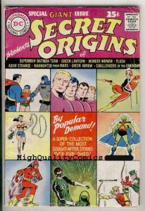 SECRET ORIGINS 1, VG/VG+, Wonder Woman, 1961, Green Lantern, Silver age