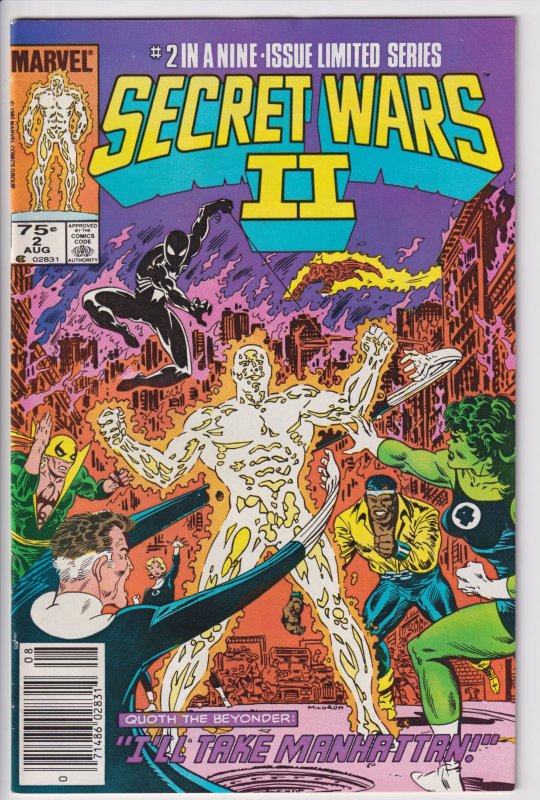 SECRET WARS II #2 NEWSSTAND (Aug 1985) VF- 7.5 white! 1st app. Hate-Monger