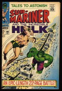 Tales To Astonish #100 VF- 7.5 Sub Mariner! Incredible Hulk!