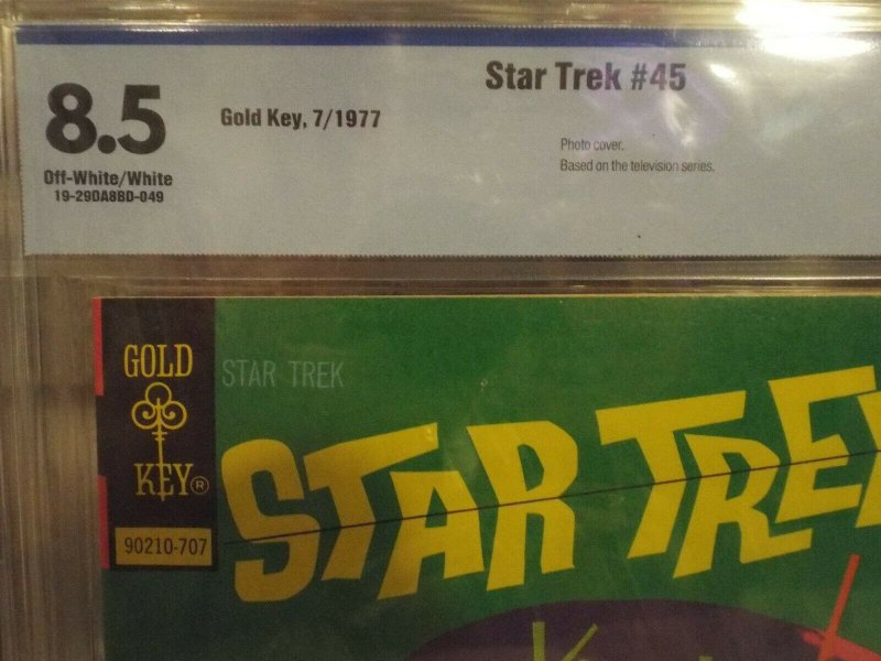 Star Trek #45 CBCS 8.5 VF+ (GOLD KEY 1977) Photo Cover Kirk Spock McCoy