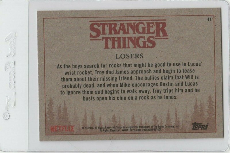 Stranger Things Losers 41 Topps Netflix 2018 Season One trading card