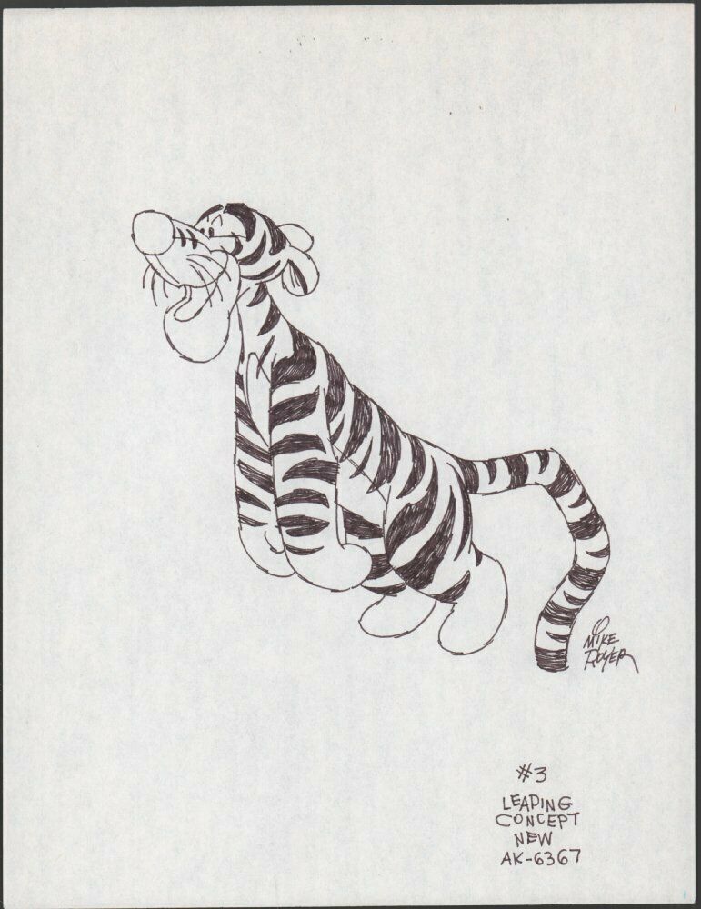 Winnie-the-Pooh Disney Ink Drawing Concept Art - Tigger 6367 by Mike ...