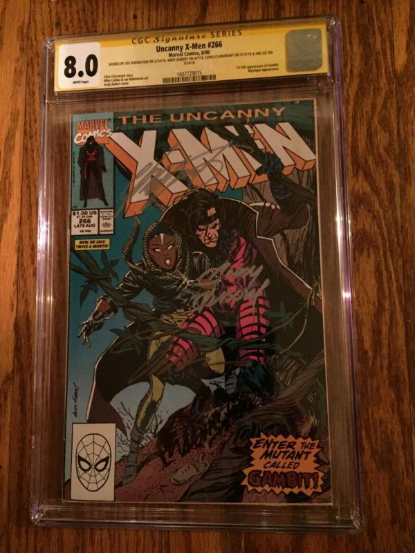 1st Gambit 4x Signed!! Lee, Claremont, Rubenstein,Kurbert! X-Men 266 CGC +++!!!