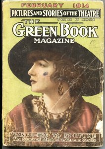 GREEN BOOK-FEB 1914-STORIES OF THE THEATRE-HUCK FINN-PULP FICTION-ART-PHOTOS