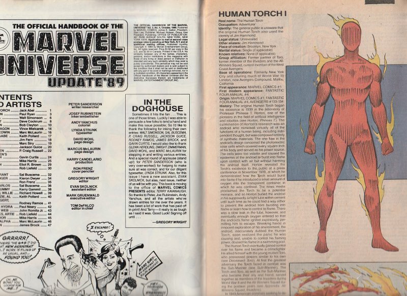 Official Hand book to The Marvel Universe Update ’89 # 4