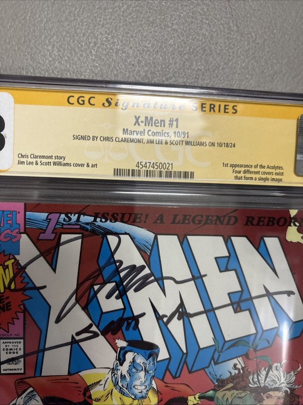 X-Men (1991) # 1 (CGC 9.8) Signed By Jim Lee * Chris Claremont * Scott Williams