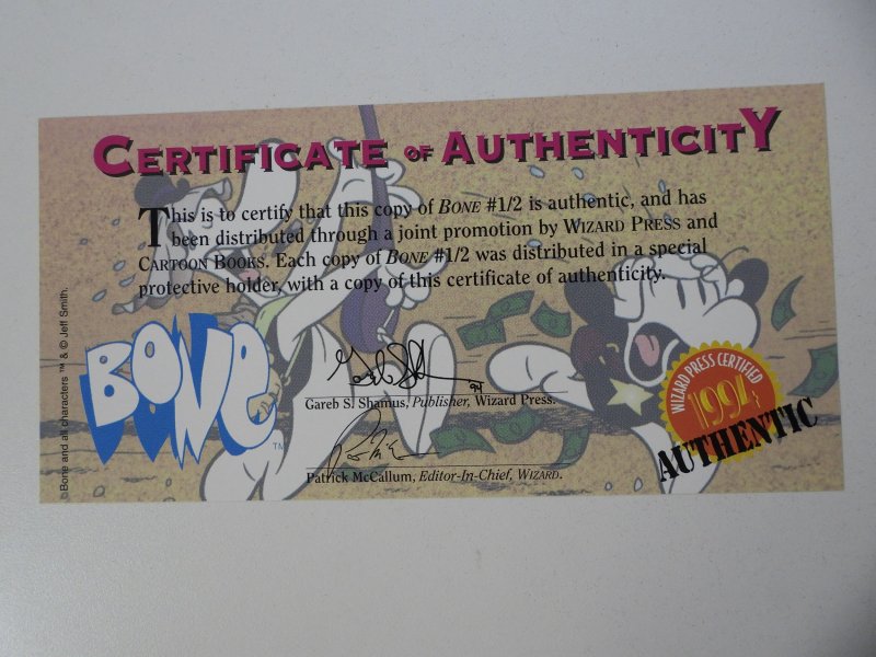 Bone #13½ (1995) Wizard Exclusive W/COA VF- Condition