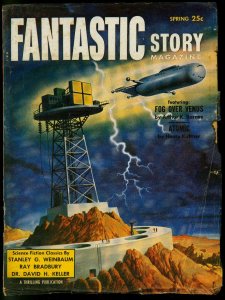 Fantastic Story Spring 1955- Schomburg cover- Atomic by Henry Kuttner VG