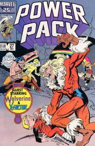 Power Pack #27 VF ; Marvel | Sabretooth vs Wolverine