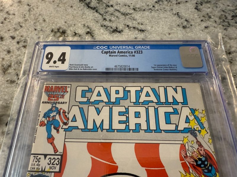 Captain America # 323 CGC Graded 9.4 Marvel Comic Book 1986 John Walker JH22