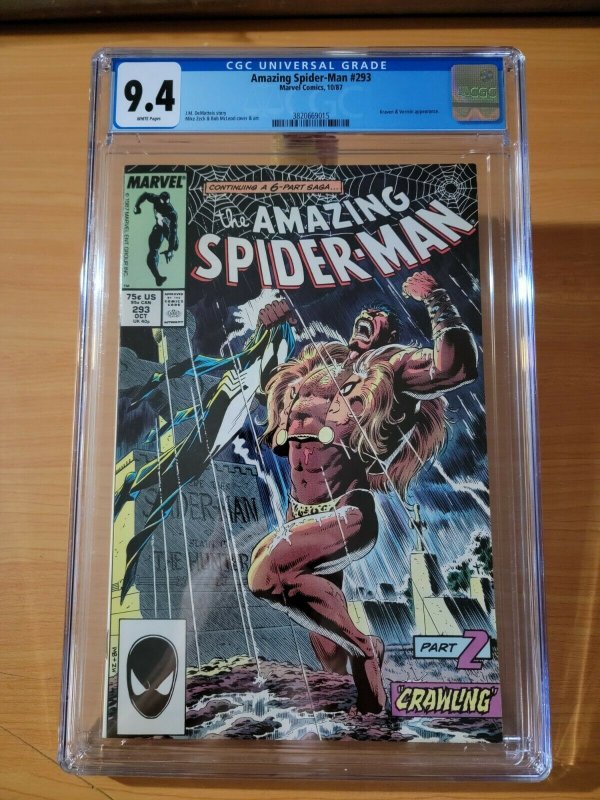 Amazing Spider-Man #293 Kraven The Hunter ~ CGC 9.4 ~ 1987 Marvel Comics