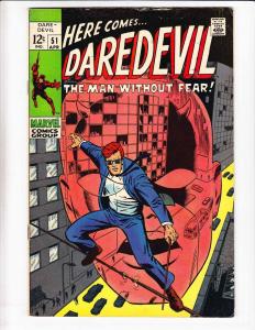 Daredevil [1969 Marvel] #51 VG+ roy thomas - barry windsor-smith - silver age