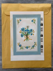 ANNIVERSARY Blue and White Flowers 6x8.5 Greeting Card Art A9131 w/ 2 Cards