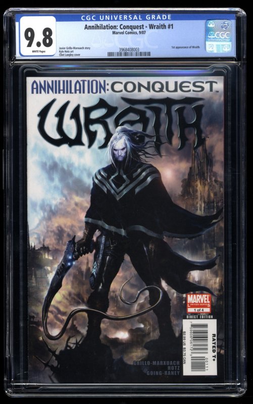 Annihilation Conquest Wraith #1 CGC NM/M 9.8 White Pages 1st Appearance Wraith!