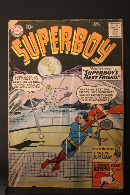 Superboy #77 (1959) Mid-Grade VG/FN Tennis in space cover Wow!