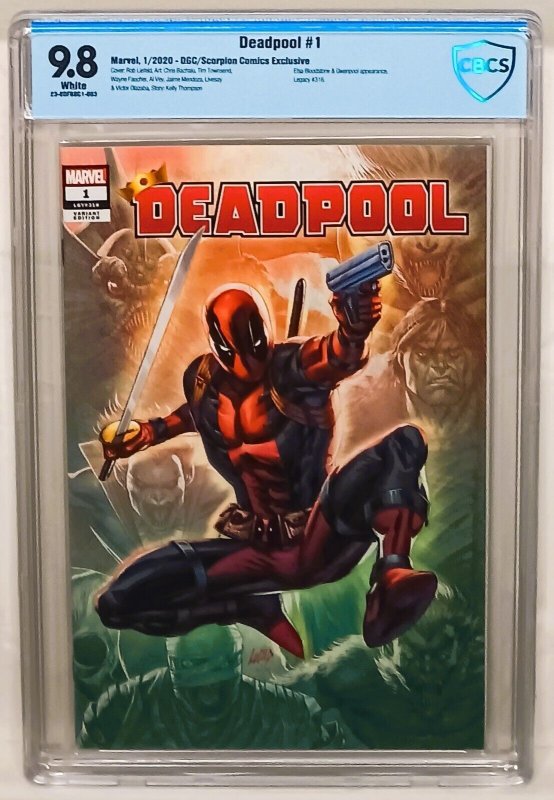 DEADPOOL #1 CBCS 9.8 DGC Scorpion Comics Rob Liefeld Variant Marvel Comics X-Men