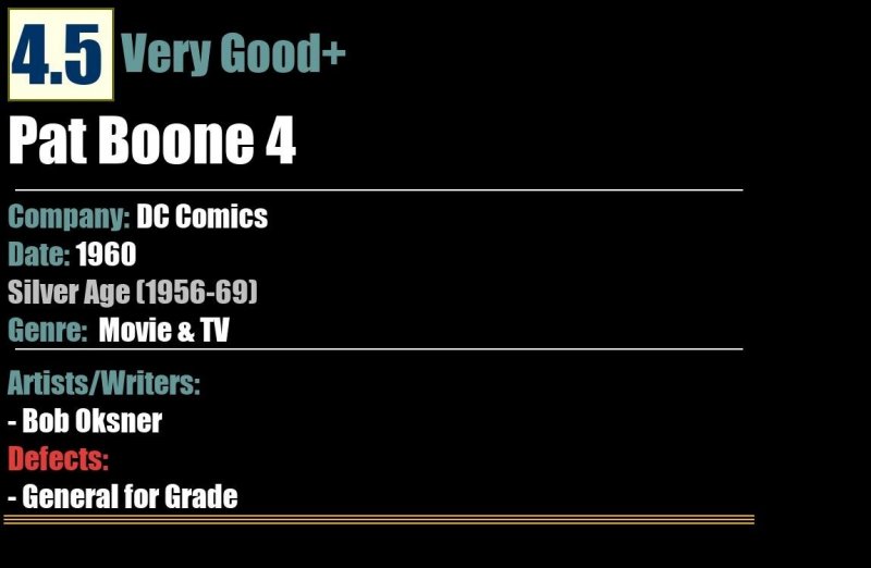 Pat Boone 4 (1960) VG+ Silver Age DC Comics