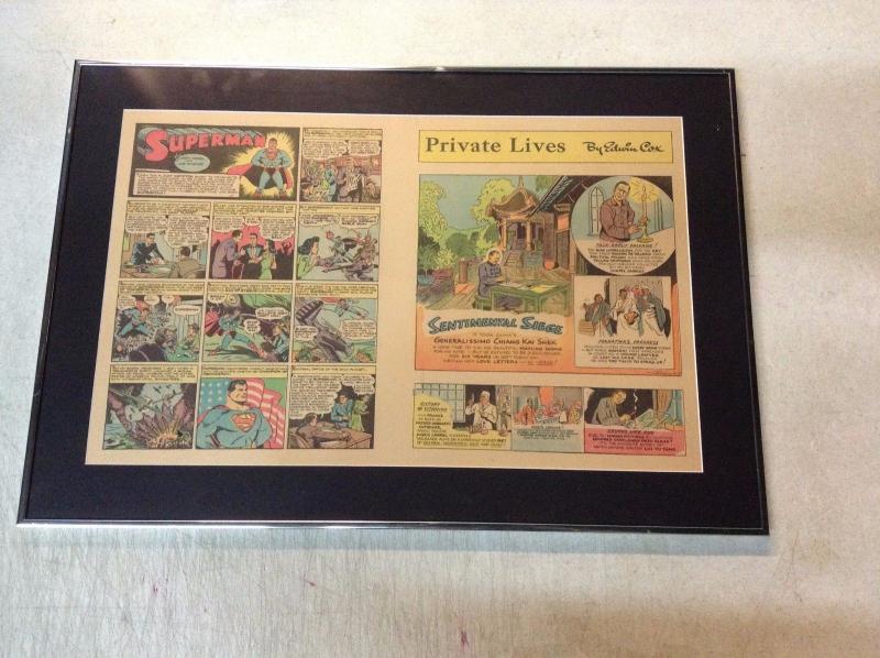 Superman Original Newspaper Comic Strip 1942 Atlanta Journal Framed & Matted BNT