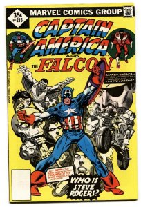 CAPTAIN AMERICA #215 1977-FALCON-KIRBY-MOTORCYCLE COVER VF.