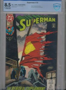 SUPERMAN #75 CBCS 8.5 OW/W 1/1993 DC HTF-FOURTH PRINTING