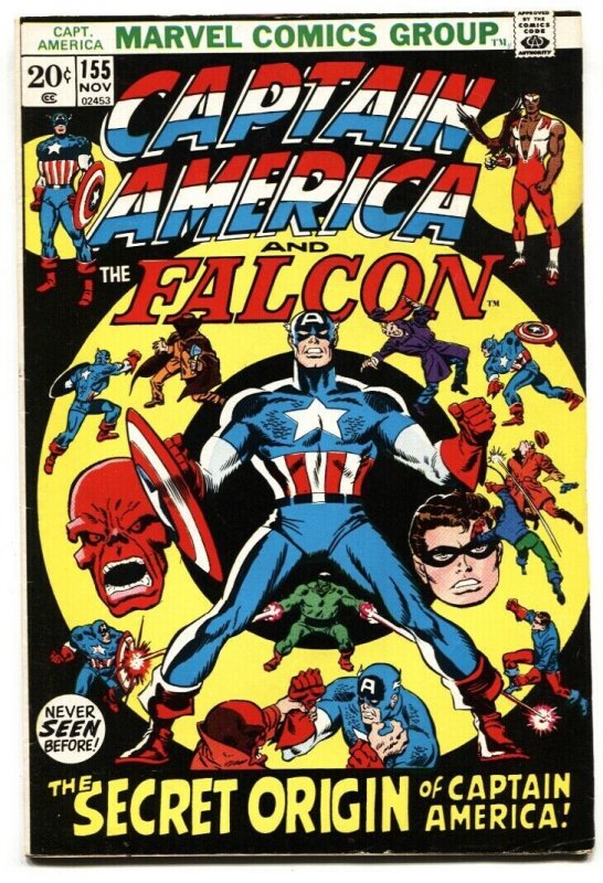 CAPTAIN AMERICA #155 1972-ORIGIN ISSUE!!! VF-