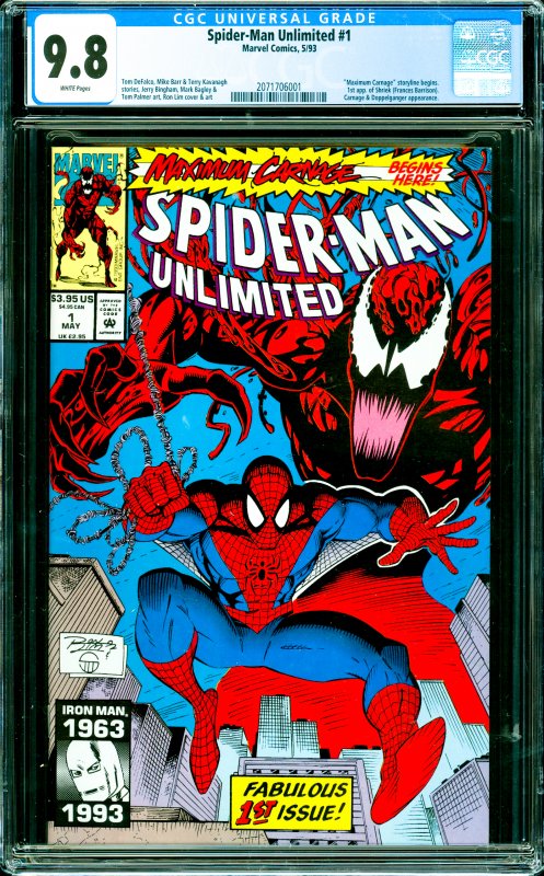 Spider-Man Unlimited #1 CGC Graded 9.8 Maximum Carnage storyline begins. 1s...