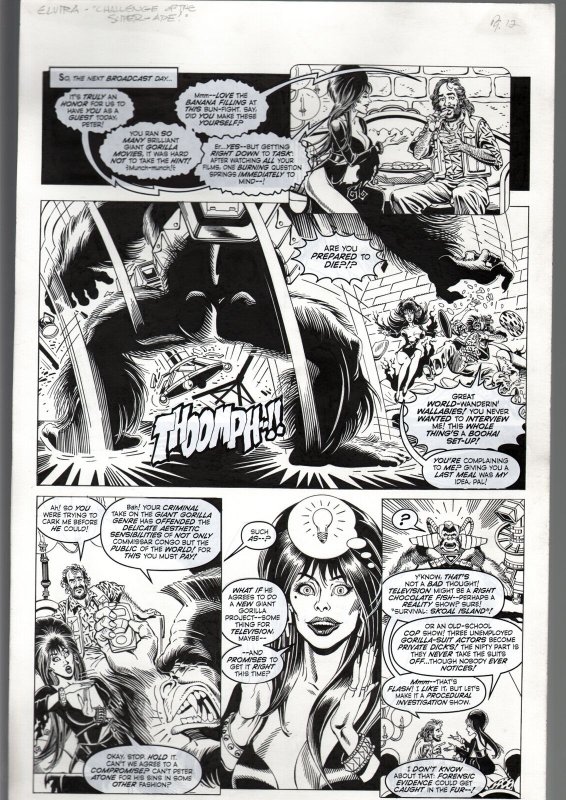 TOD SMITH-ELVIRA #163-CHALLENGE OF SILVER APE-ORIGINAL ART PG 12--QUEEN 'B' FN